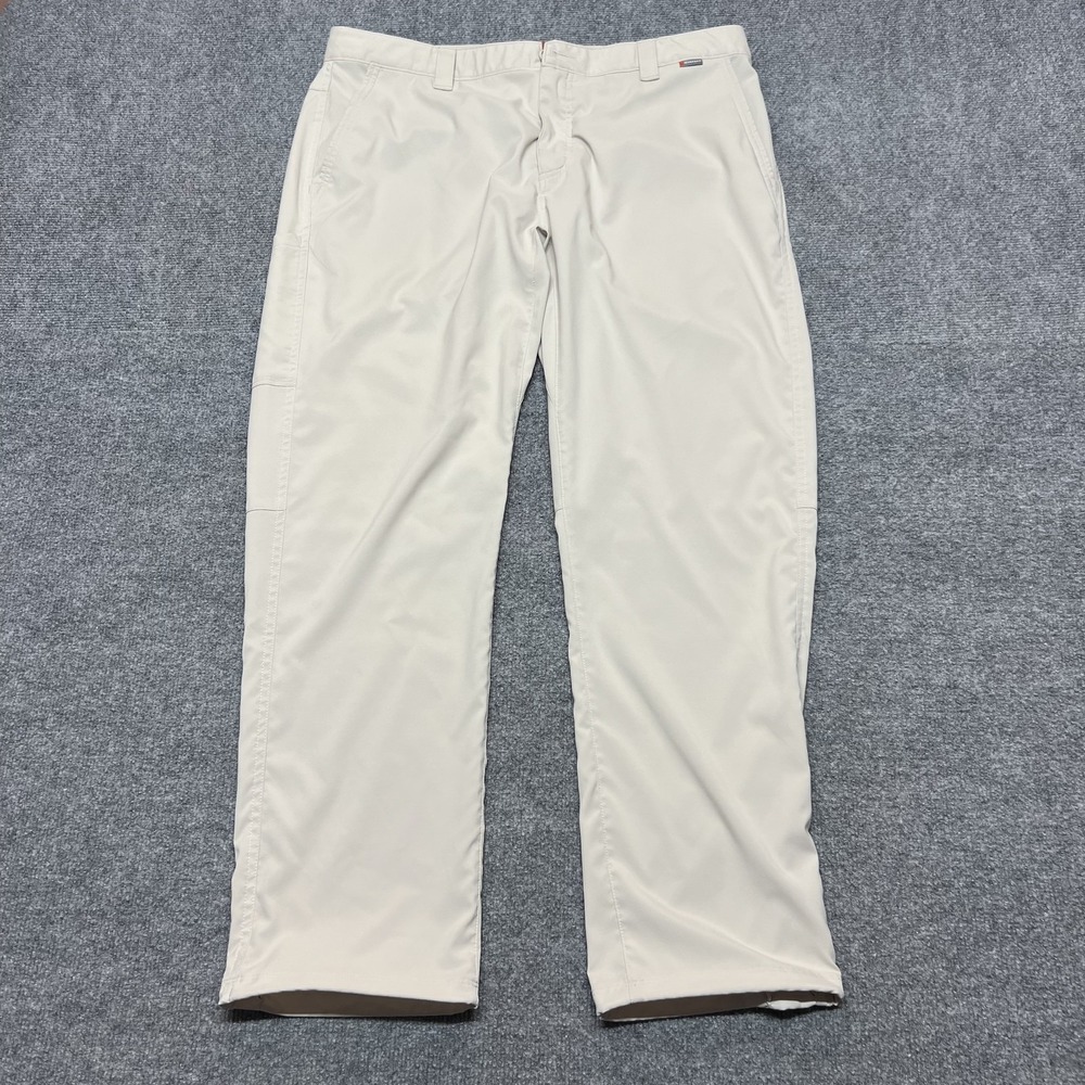 Simms Pants Mens 36x30 Beige Polyester Fishing Hiking Quick Dry Pockets Outdoor